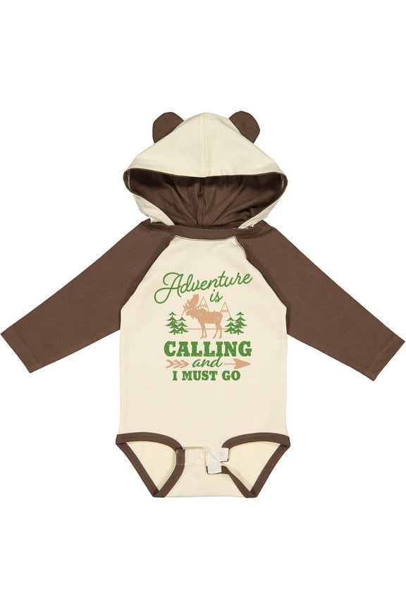 Vintage Adventure is Calling and I Must Go with Moose Boys or Girls Long Sleeve Baby Bodysuit