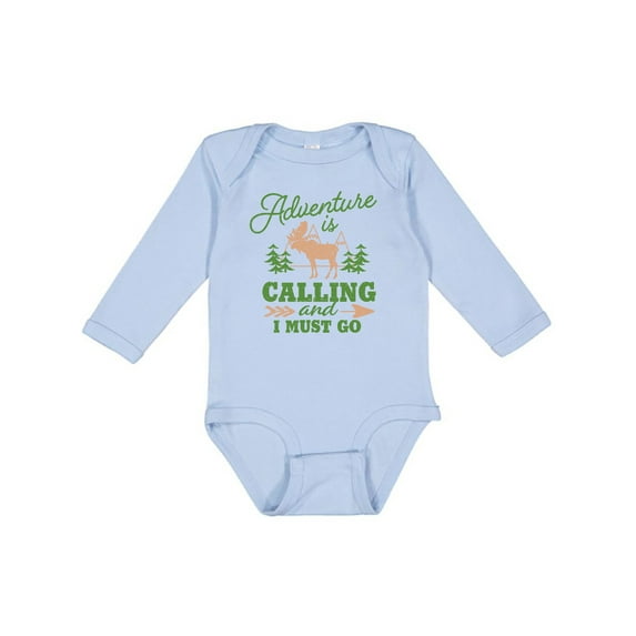 Inktastic Vintage Adventure is Calling and I Must Go with Moose Boys or Girls Long Sleeve Baby Bodysuit