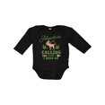 thumbnail image 1 of Inktastic Vintage Adventure is Calling and I Must Go with Moose Boys or Girls Long Sleeve Baby Bodysuit, 1 of 5