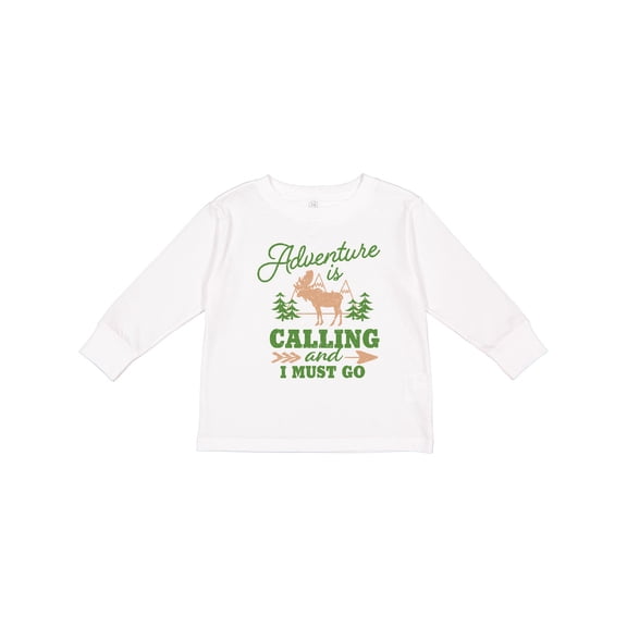 Inktastic Vintage Adventure is Calling and I Must Go with Moose Boys or Girls Long Sleeve Toddler T-Shirt
