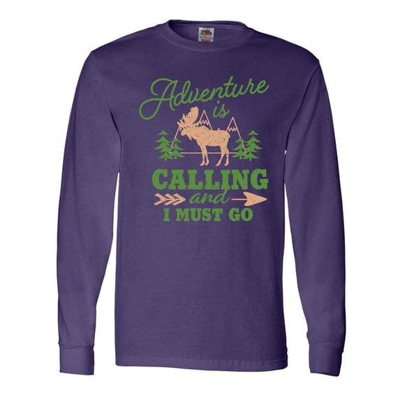 Inktastic Vintage Adventure is Calling and I Must Go with Moose Long Sleeve T-Shirt