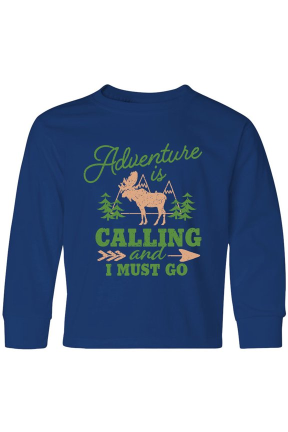Vintage Adventure is Calling and I Must Go with Moose Long Sleeve Youth T-Shirt