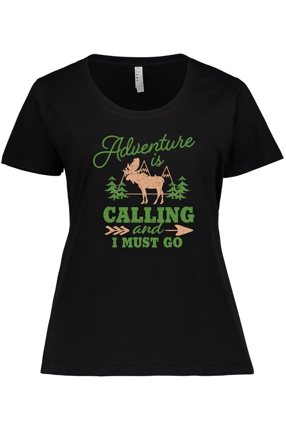 Vintage Adventure is Calling and I Must Go with Moose Women's Plus Size T-Shirt