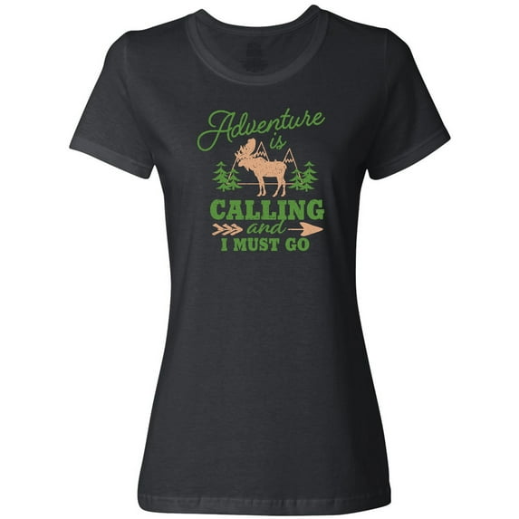 Inktastic Vintage Adventure is Calling and I Must Go with Moose Women's T-Shirt