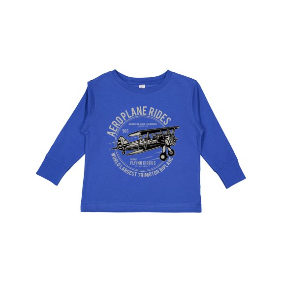 Inktastic Vintage Aeroplane Rides Boys or Girls Long Sleeve Toddler T-Shirt