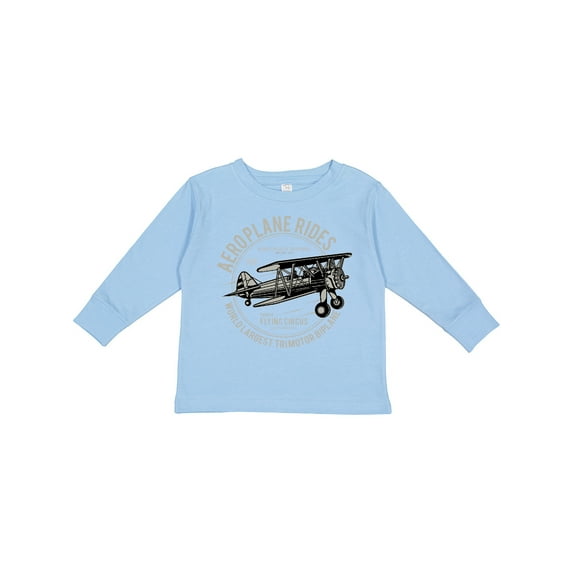 Inktastic Vintage Aeroplane Rides Boys or Girls Long Sleeve Toddler T-Shirt