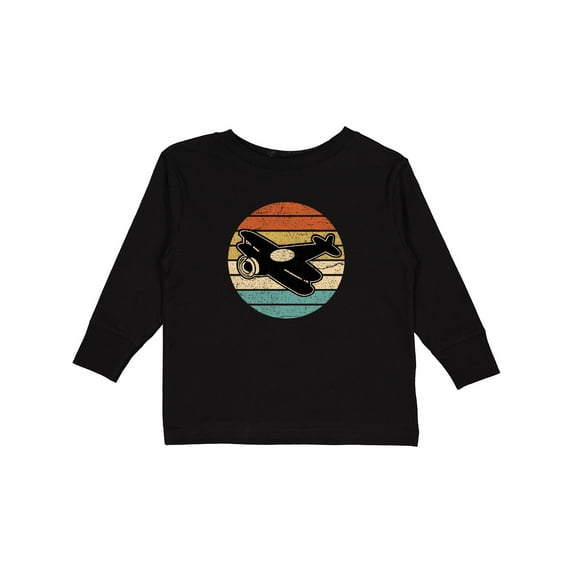 Inktastic Vintage Airplane Retro Sunset Boys or Girls Long Sleeve Toddler T-Shirt