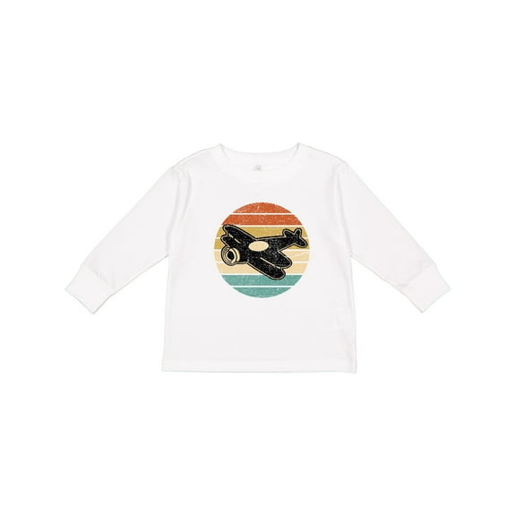 Inktastic Vintage Airplane Retro Sunset Boys or Girls Long Sleeve Toddler T-Shirt