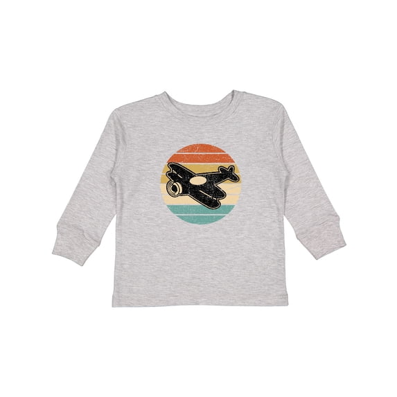 Inktastic Vintage Airplane Retro Sunset Boys or Girls Long Sleeve Toddler T-Shirt