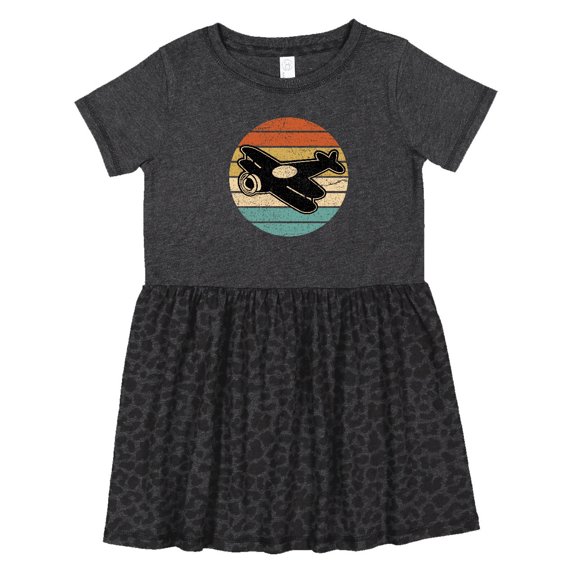 Inktastic Vintage Airplane Retro Sunset Girls Toddler Dress