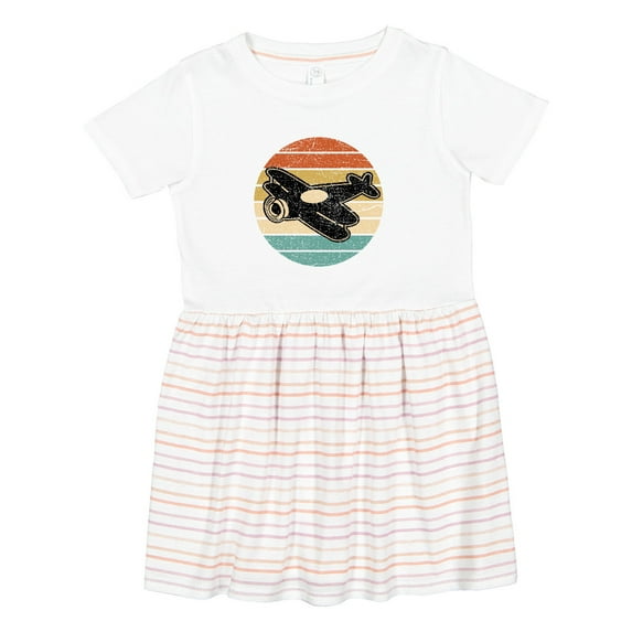 Inktastic Vintage Airplane Retro Sunset Girls Toddler Dress