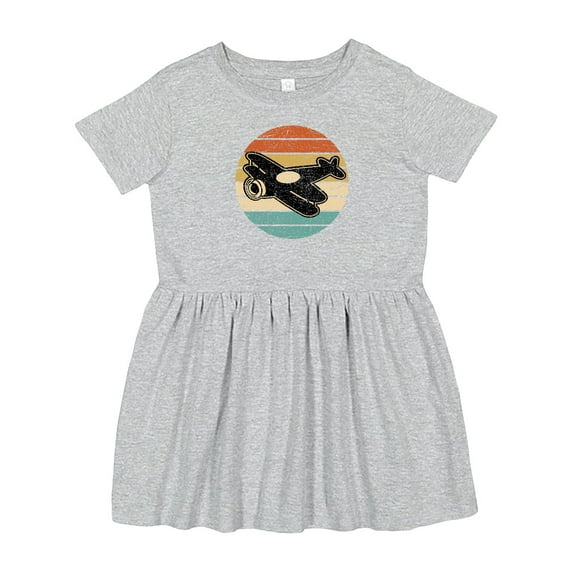 Inktastic Vintage Airplane Retro Sunset Girls Toddler Dress