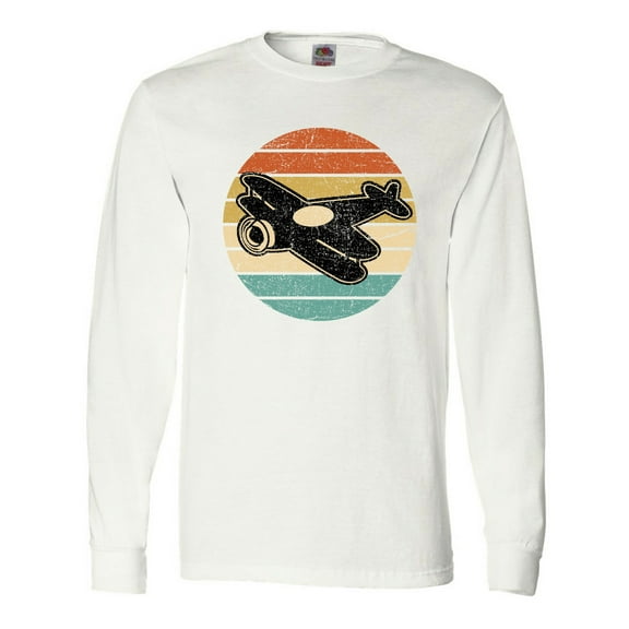 Inktastic Vintage Airplane Retro Sunset Long Sleeve T-Shirt