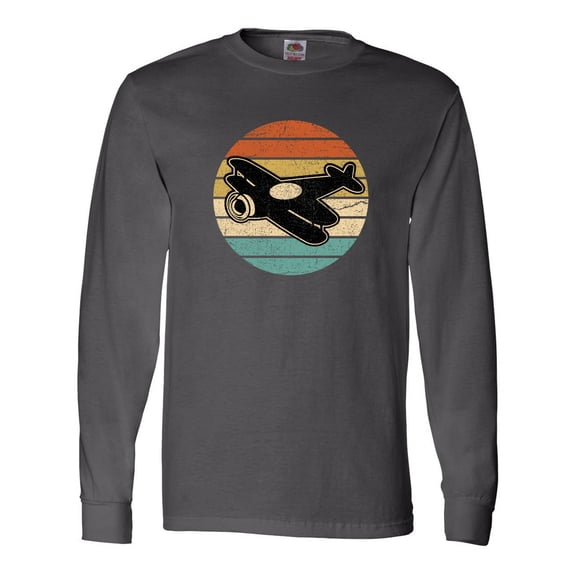 Inktastic Vintage Airplane Retro Sunset Long Sleeve T-Shirt
