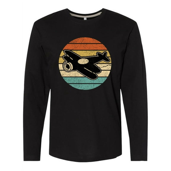 Inktastic Vintage Airplane Retro Sunset Long Sleeve T-Shirt