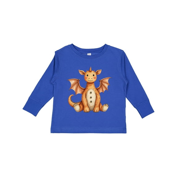 Inktastic Vintage Knitted Plush Dragon Boys or Girls Long Sleeve Toddler T-Shirt