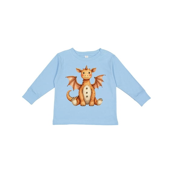Inktastic Vintage Knitted Plush Dragon Boys or Girls Long Sleeve Toddler T-Shirt