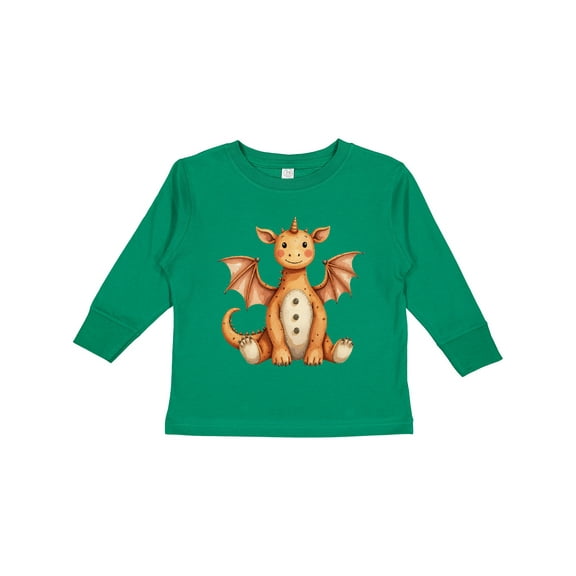 Inktastic Vintage Knitted Plush Dragon Boys or Girls Long Sleeve Toddler T-Shirt