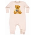 thumbnail image 1 of Inktastic Vintage Patriotic Bear with American Flag Sweater Baby Fleece Romper, 1 of 4