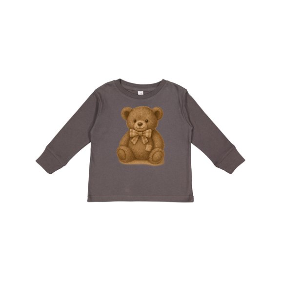 Inktastic Vintage Teddy Bear with Patch Boys or Girls Long Sleeve Toddler T-Shirt