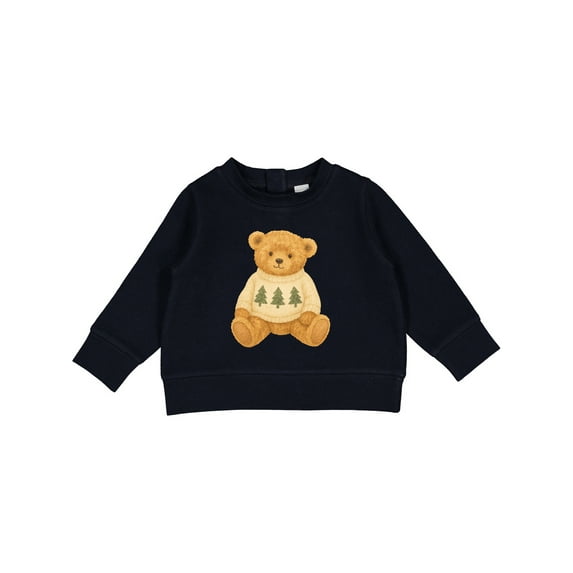 Inktastic Vintage Teddy Bear in Sweater with Christmas Trees Baby Sweatshirt