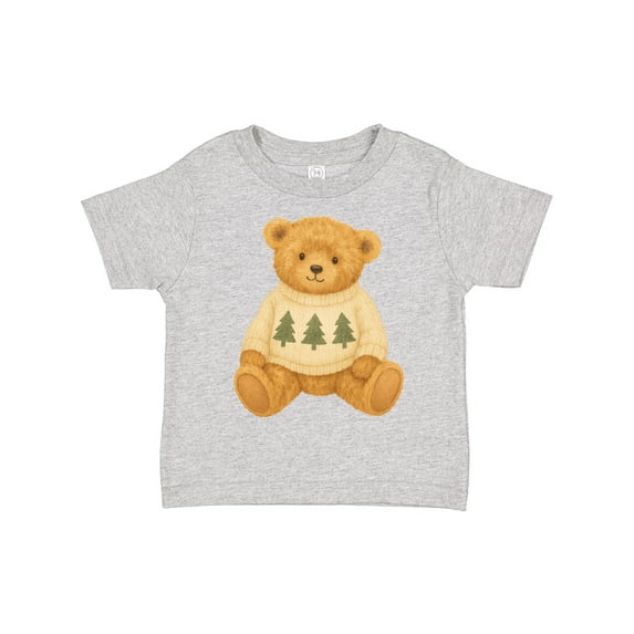 Inktastic Vintage Teddy Bear in Sweater with Christmas Trees Boys or Girls Toddler T-Shirt