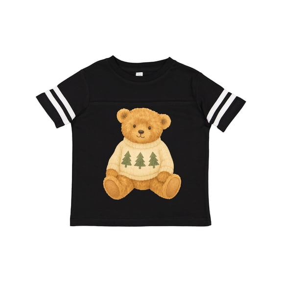 Inktastic Vintage Teddy Bear in Sweater with Christmas Trees Boys or Girls Toddler T-Shirt