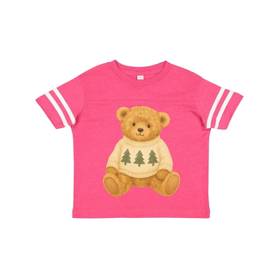 Inktastic Vintage Teddy Bear in Sweater with Christmas Trees Boys or Girls Toddler T-Shirt