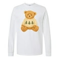 thumbnail image 1 of Inktastic Vintage Teddy Bear in Sweater with Christmas Trees Long Sleeve T-Shirt, 1 of 5