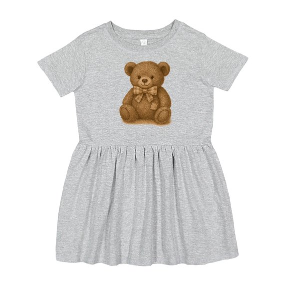Inktastic Vintage Teddy Bear with Patch Girls Toddler Dress