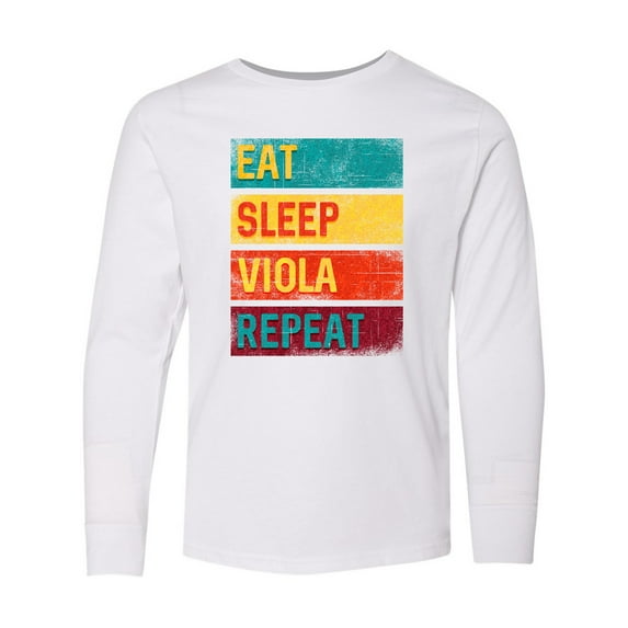 Inktastic Viola Player Funny Eat Sleep Viola Repeat Long Sleeve Youth T-Shirt