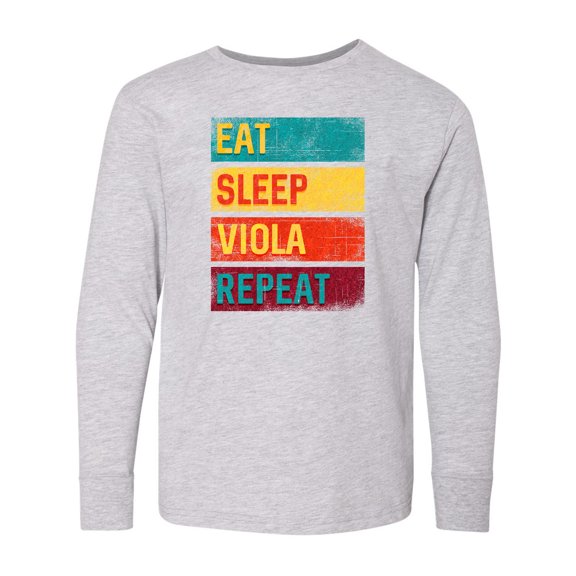 Inktastic Viola Player Funny Eat Sleep Viola Repeat Long Sleeve Youth T-Shirt
