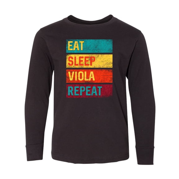 Inktastic Viola Player Funny Eat Sleep Viola Repeat Long Sleeve Youth T-Shirt