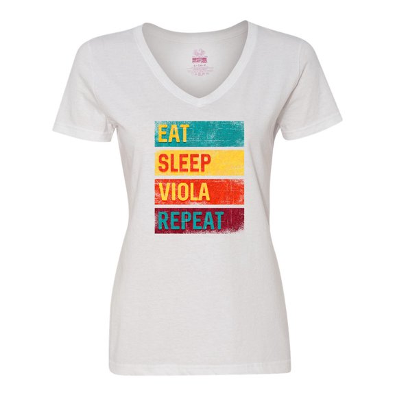Inktastic Viola Player Funny Eat Sleep Viola Repeat Women's V-Neck T-Shirt