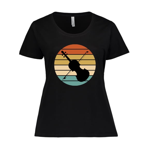 Inktastic Violin Music Gift Retro Sunset Women's Plus Size T-Shirt
