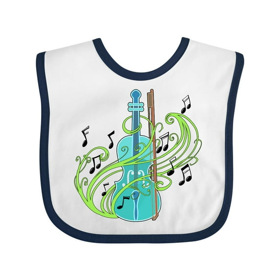 Inktastic Violin with Musical Notes and Swirls Boys or Girls Baby Bib