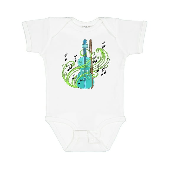 Inktastic Violin with Musical Notes and Swirls Boys or Girls Baby Bodysuit