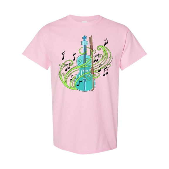 Inktastic Violin with Musical Notes and Swirls T-Shirt