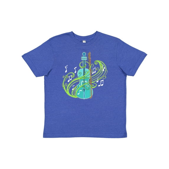 Inktastic Violin with Musical Notes and Swirls Youth T-Shirt