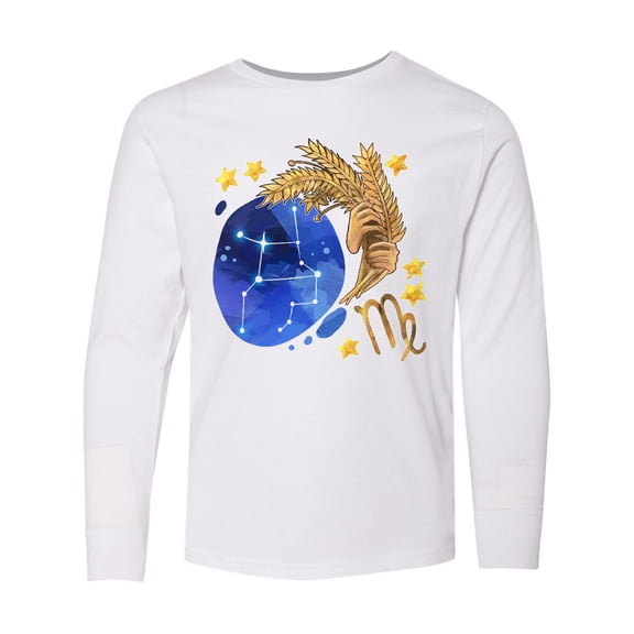 Inktastic Virgo Constellation Zodiac Sign Illustration Long Sleeve Youth T-Shirt