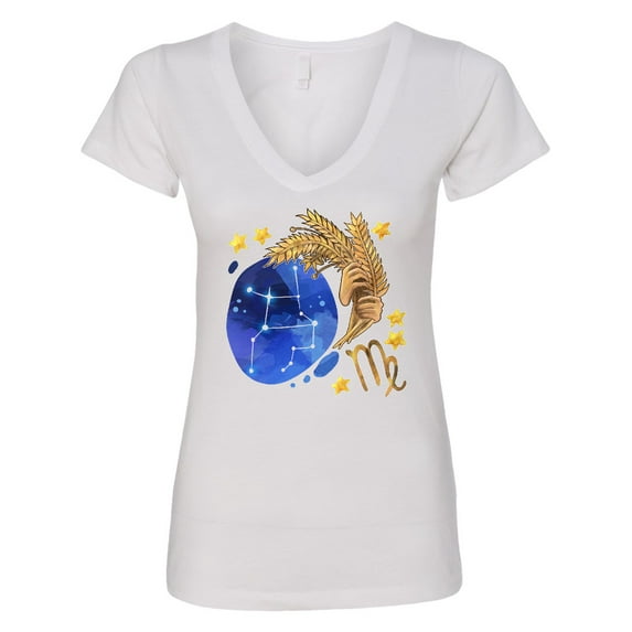 Inktastic Virgo Constellation Zodiac Sign Illustration Women's V-Neck T-Shirt