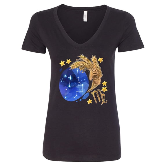 Inktastic Virgo Constellation Zodiac Sign Illustration Women's V-Neck T-Shirt