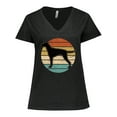 thumbnail image 1 of Inktastic Vizsla Dog Retro Sunset Women's Plus Size V-Neck T-Shirt, 1 of 5