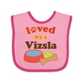 thumbnail image 1 of Inktastic Vizsla Loved by a (Dog Breed) Boys or Girls Baby Bib, 1 of 4