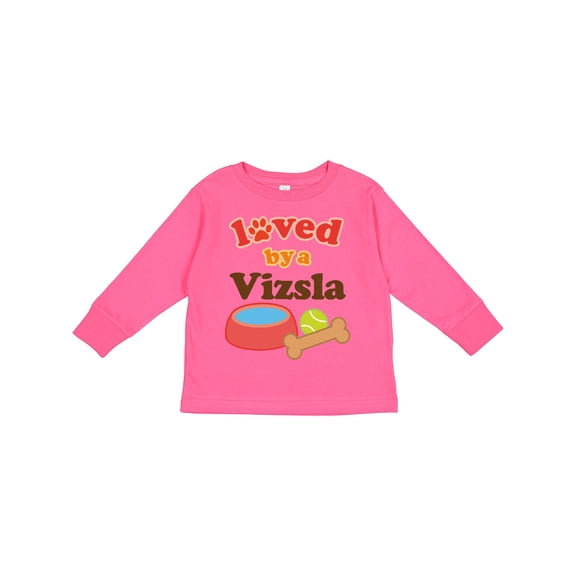 Inktastic Vizsla Loved by a (dog Breed) Boys or Girls Long Sleeve Toddler T-Shirt