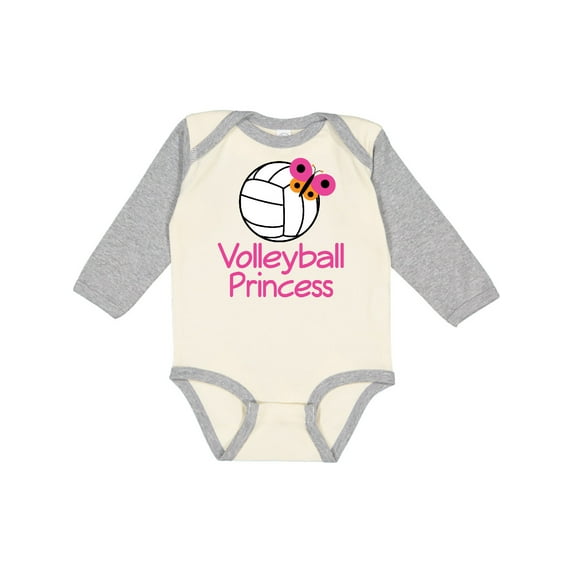 Inktastic Volleyball Butterfly Princess Girls Long Sleeve Baby Bodysuit
