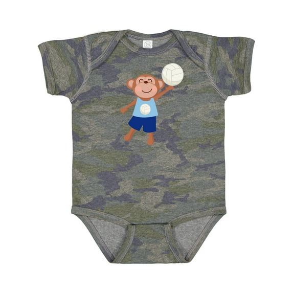Inktastic Volleyball Player Boys Cute Monkey Boys Baby Bodysuit