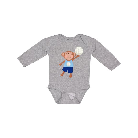 Inktastic Volleyball Player Boys Cute Monkey Boys Long Sleeve Baby Bodysuit