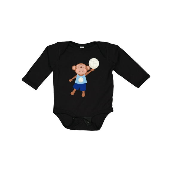 Inktastic Volleyball Player Boys Cute Monkey Boys Long Sleeve Baby Bodysuit