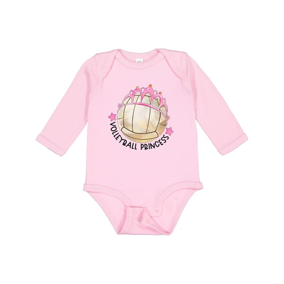 Inktastic Volleyball Princess- Tiara Girls Long Sleeve Baby Bodysuit